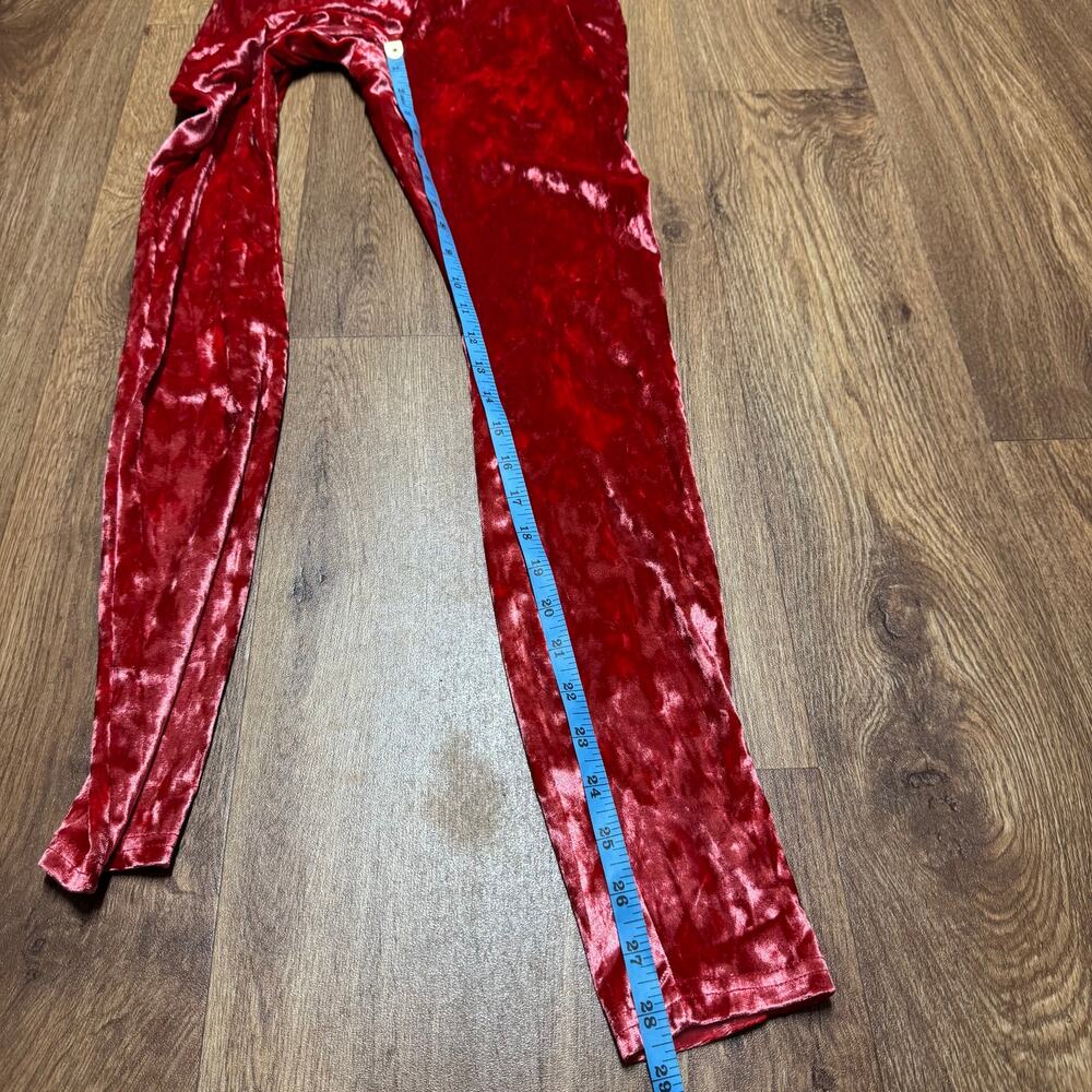 Fabletics High Waisted Crushed Velour Cross Over Leggings Strawberry Red Small - Picture 11 of 11
